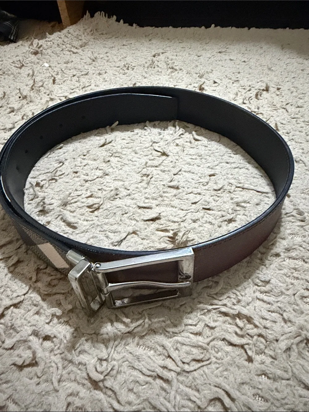 Burberry Men’s Birch Brown Reversible Belt — Size 36/90